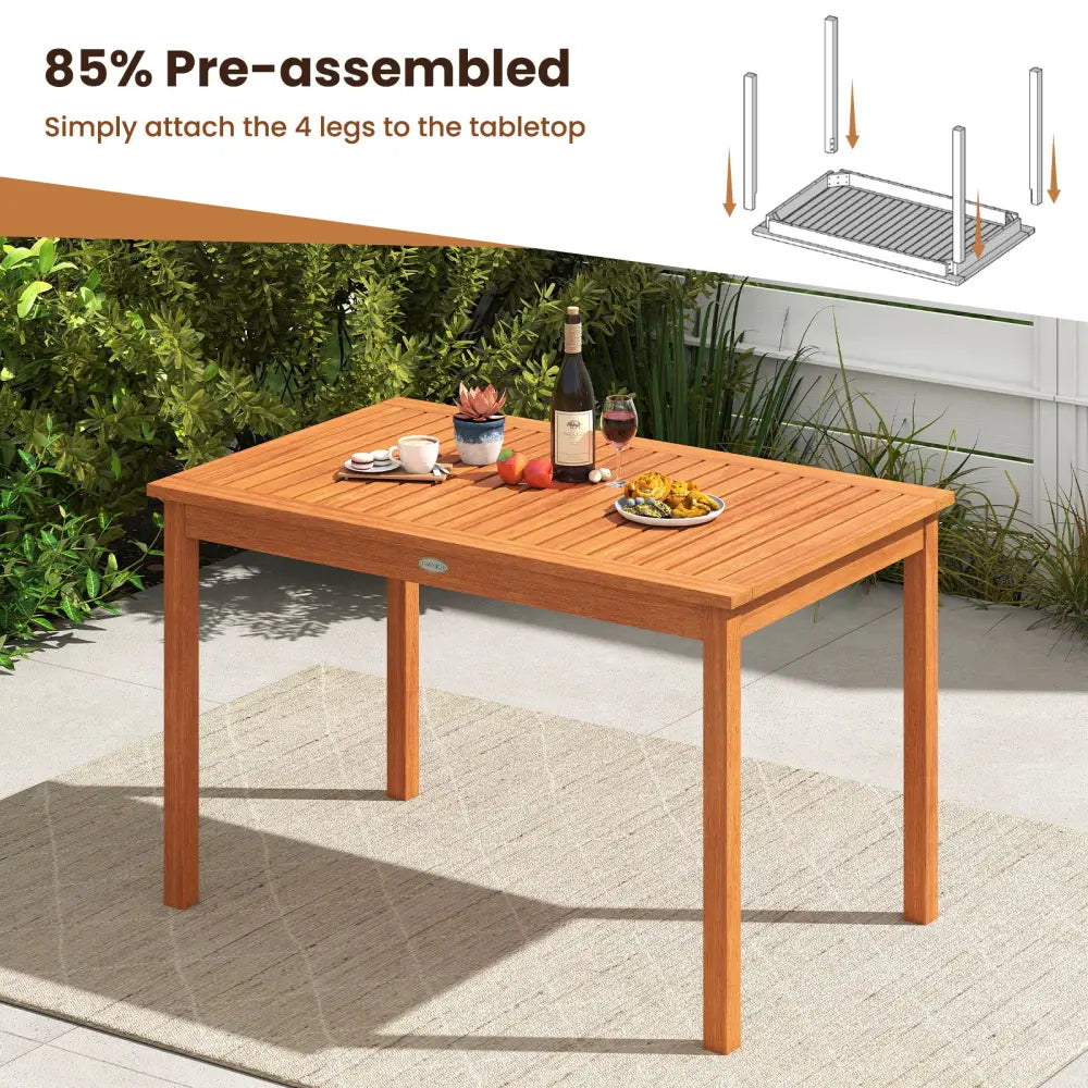 5 Pieces Patio Wood Dining Set Outdoor Rectangular Table and Chairs - Patio Dining Sets