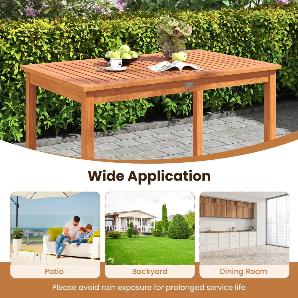 5 Pieces Patio Wood Dining Set Outdoor Rectangular Table and Chairs - Patio Dining Sets