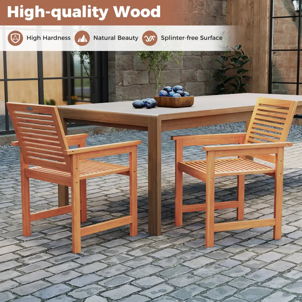 5 Pieces Patio Wood Dining Set Outdoor Rectangular Table and Chairs - Patio Dining Sets