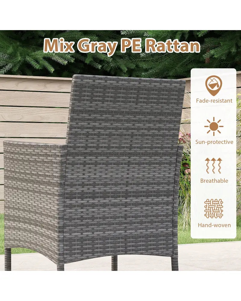 5 Pieces PE Wicker Patio Dining Set Outdoor Acacia Wood Table and Chairs-Black - Black - Patio Dining Sets