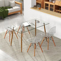 5 Pieces Rectangle Dining Table Set with 51 Inch Glass Tabletop-Transparent Costway