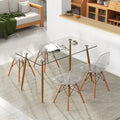 5 Pieces Rectangle Dining Table Set with 51 Inch Glass Tabletop-Transparent - Transparent - Dining Room Sets