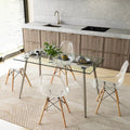 5 Pieces Rectangle Dining Table Set with 51 Inch Glass Tabletop-Gray Costway