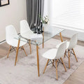 5 Pieces Rectangle Dining Table Set with 51 Inch Glass Tabletop-White Costway