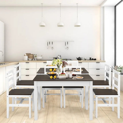 5 Pieces Solid Wood Compact Kitchen Dining Set-Walnut Costway