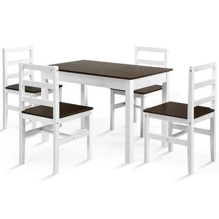 5 Pieces Solid Wood Compact Kitchen Dining Set-Walnut Costway