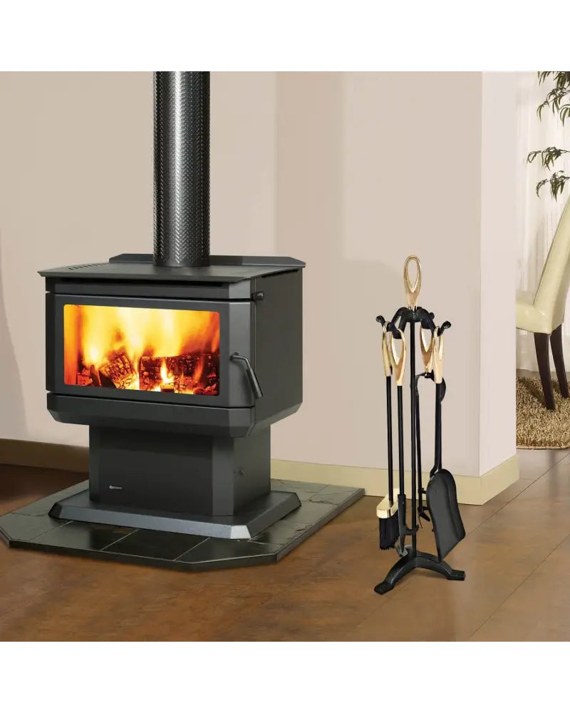 5 Pieces Stylish Gold Iron Fireplace Tools Set - Golden - Fireplace Tools