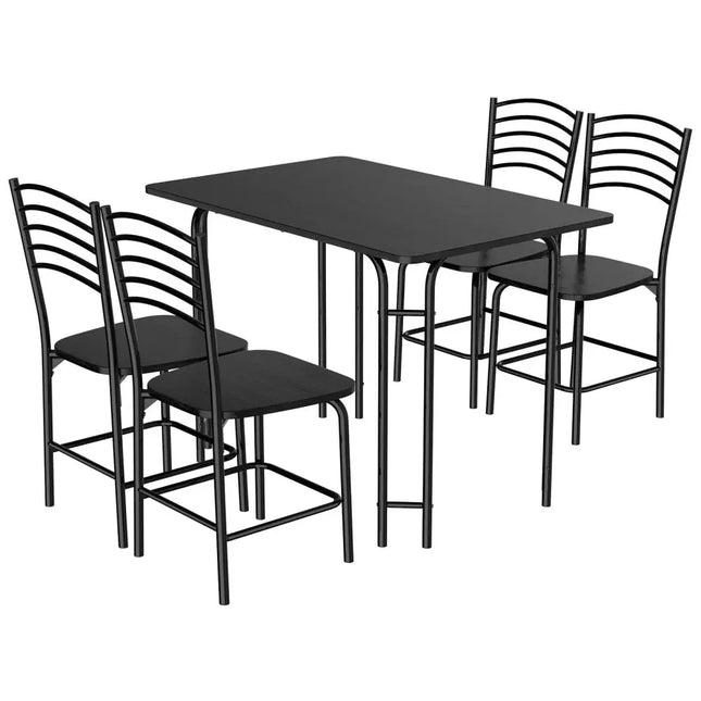 5 Pieces Wood Rectangular Dining Table Set Costway