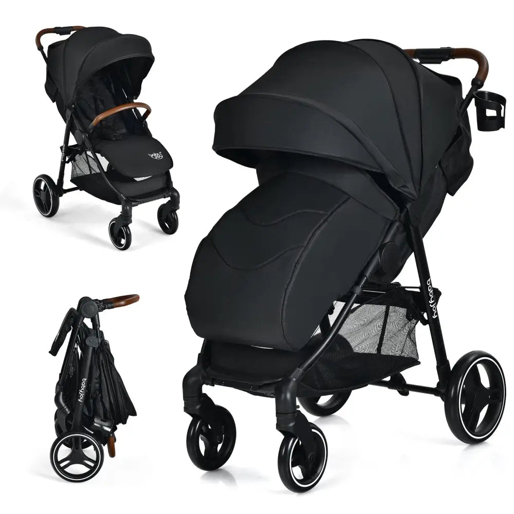 5-Point Harness Lightweight Infant Stroller with Foot Cover and Adjustable Backrest-Black - Black - Baby Strollers