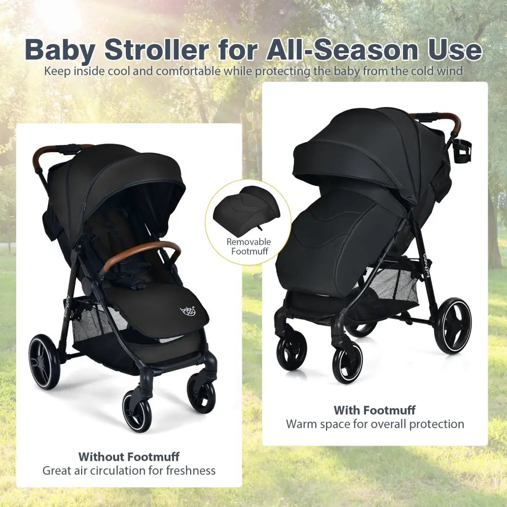5-Point Harness Lightweight Infant Stroller with Foot Cover and Adjustable Backrest-Black - Black - Baby Strollers