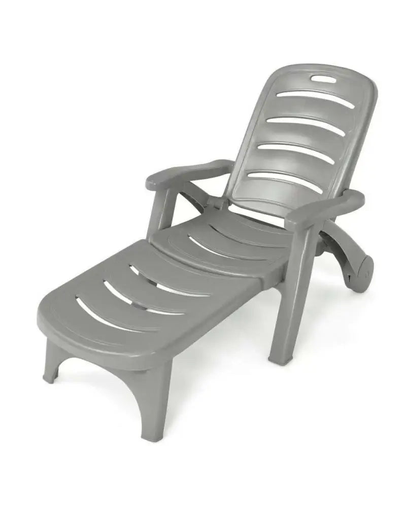 5 Position Adjustable Folding Lounger Chaise Chair-Gray - Gray - Outdoor Chaise Lounges