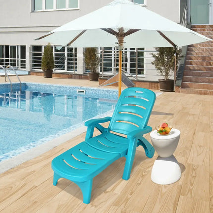 5 Position Adjustable Folding Lounger Chaise Chair-Turquoise - Turquoise - Outdoor Chaise Lounges