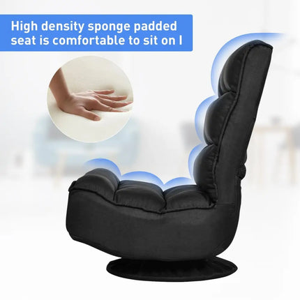 5-Position Folding Floor Gaming Chair-Black Costway