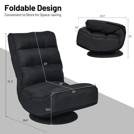 5-Position Folding Floor Gaming Chair-Black Costway