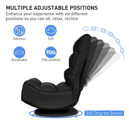 5-Position Folding Floor Gaming Chair-Black Costway