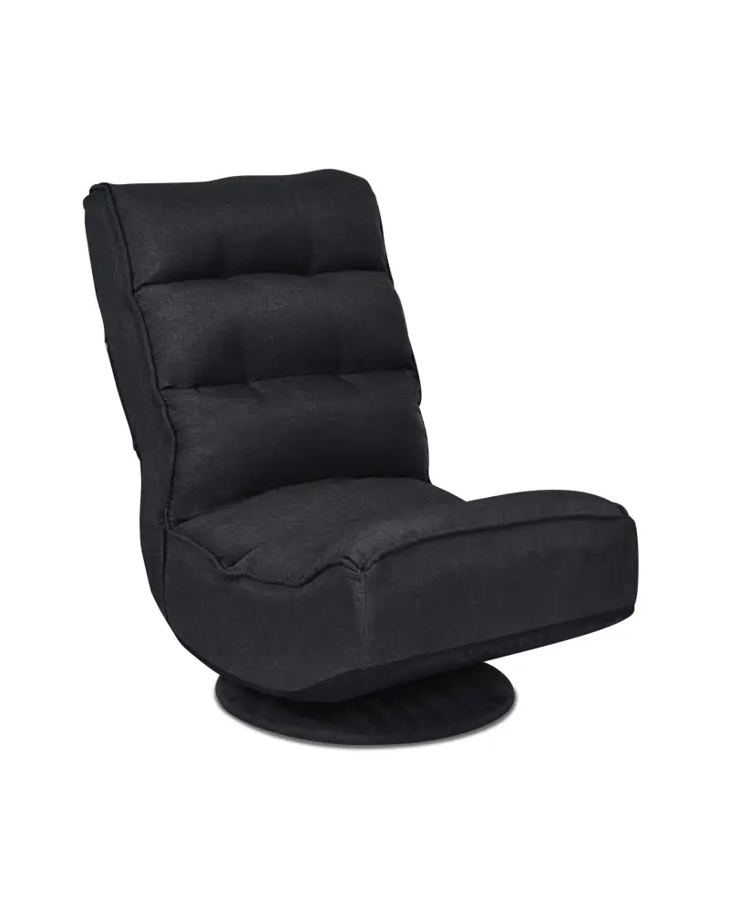 5-Position Folding Floor Gaming Chair-Black - Black - Floor Chairs