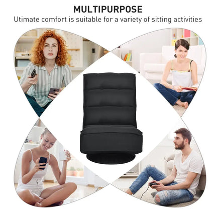 5-Position Folding Floor Gaming Chair-Black Costway