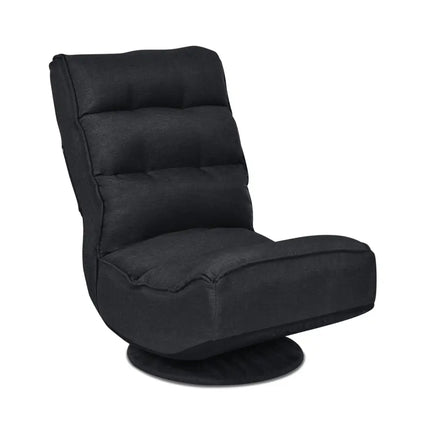 5-Position Folding Floor Gaming Chair-Black Costway