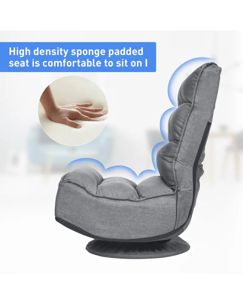 5-Position Folding Floor Gaming Chair-Gray - Gray - Floor Chairs