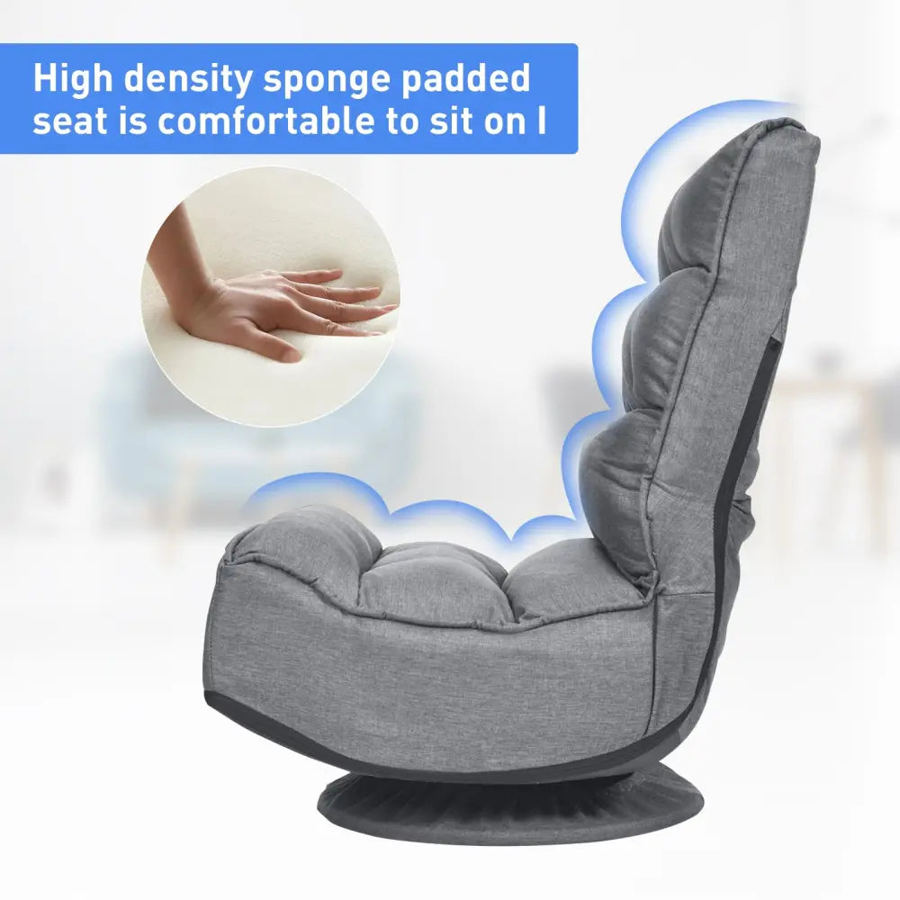5-Position Folding Floor Gaming Chair-Gray - Gray - Floor Chairs