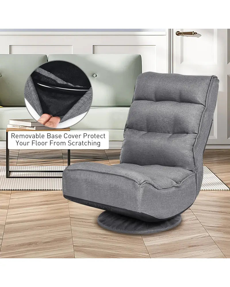 5-Position Folding Floor Gaming Chair-Gray - Gray - Floor Chairs