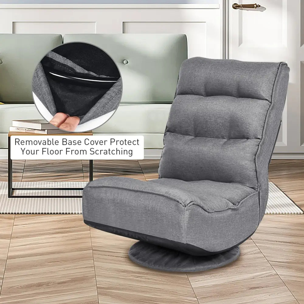 5-Position Folding Floor Gaming Chair-Gray - Gray - Floor Chairs