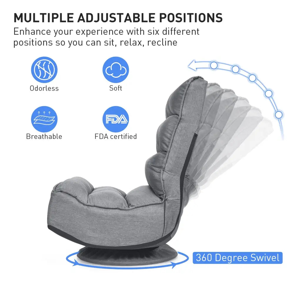 5-Position Folding Floor Gaming Chair-Gray - Gray - Floor Chairs