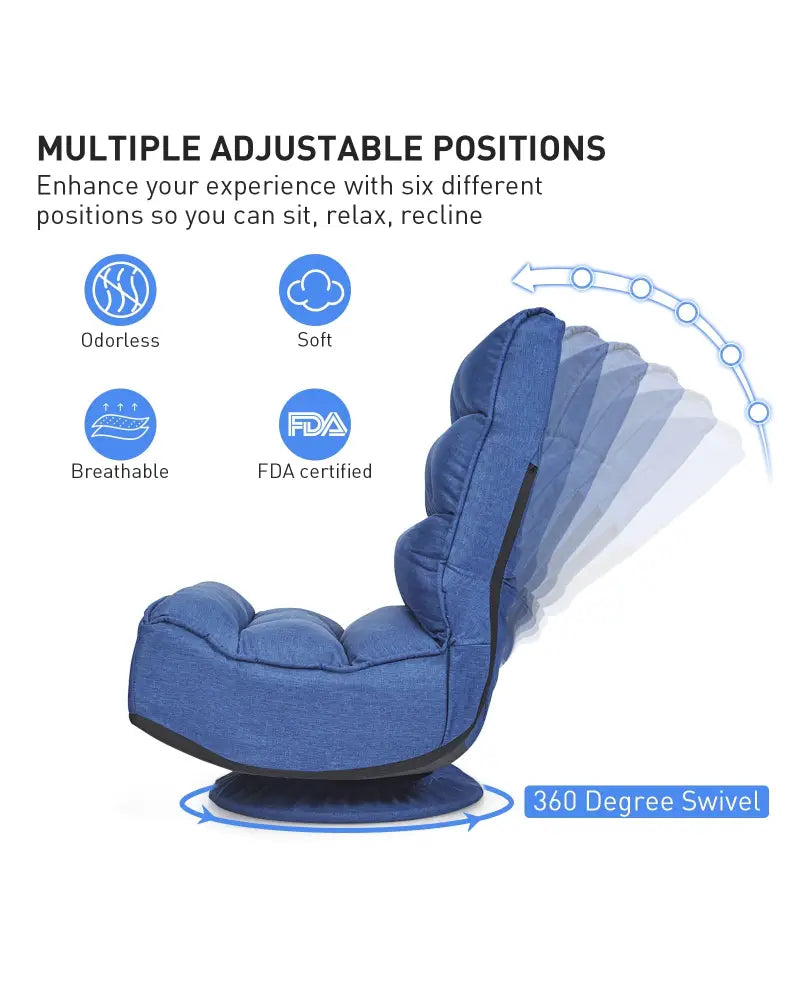 5-Position Folding Floor Gaming Chair-Navy - Navy - Floor Chairs