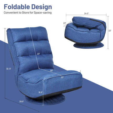 5-Position Folding Floor Gaming Chair-Navy Costway