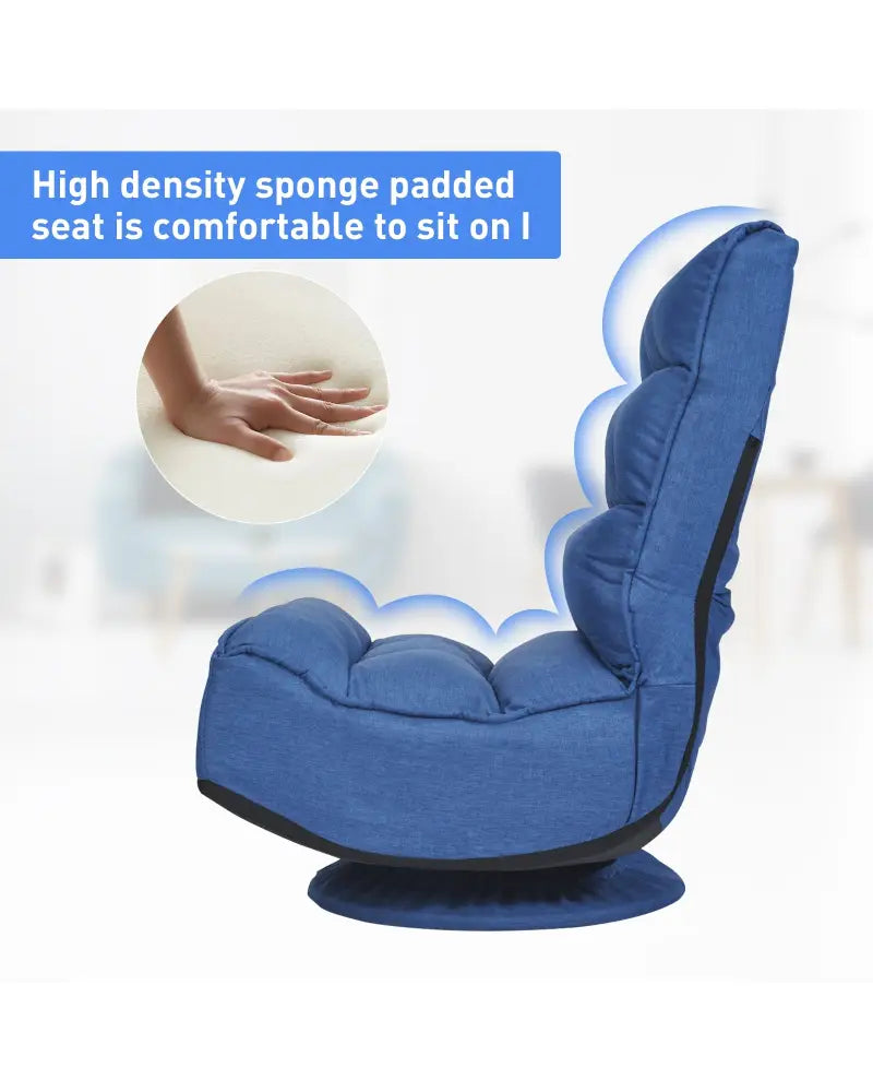 5-Position Folding Floor Gaming Chair-Navy - Navy - Floor Chairs
