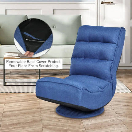 5-Position Folding Floor Gaming Chair-Navy Costway