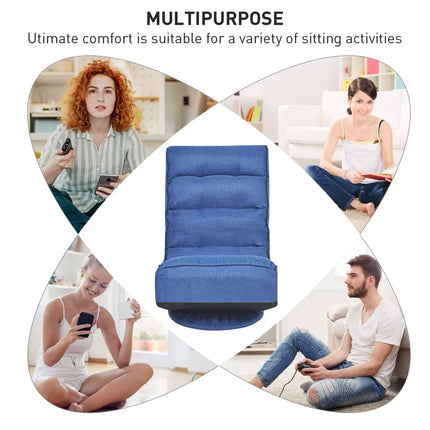 5-Position Folding Floor Gaming Chair-Navy Costway