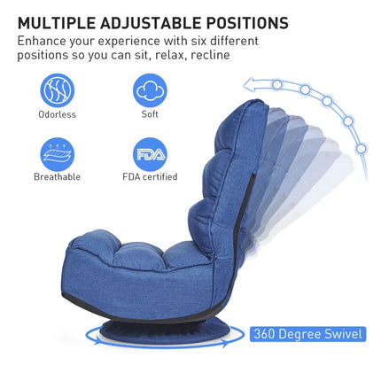 5-Position Folding Floor Gaming Chair-Navy Costway