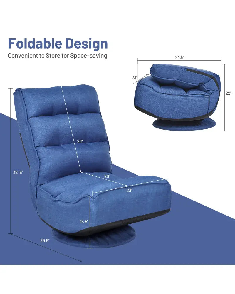 5-Position Folding Floor Gaming Chair-Navy - Navy - Floor Chairs