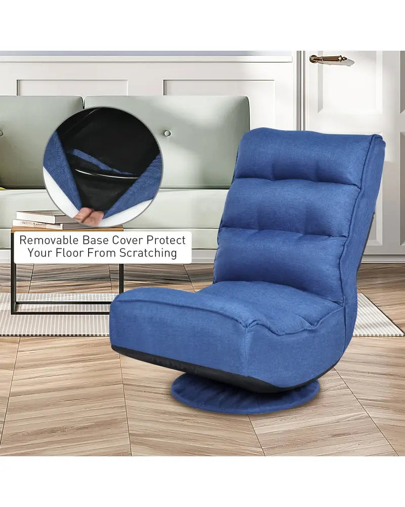 5-Position Folding Floor Gaming Chair-Navy - Navy - Floor Chairs