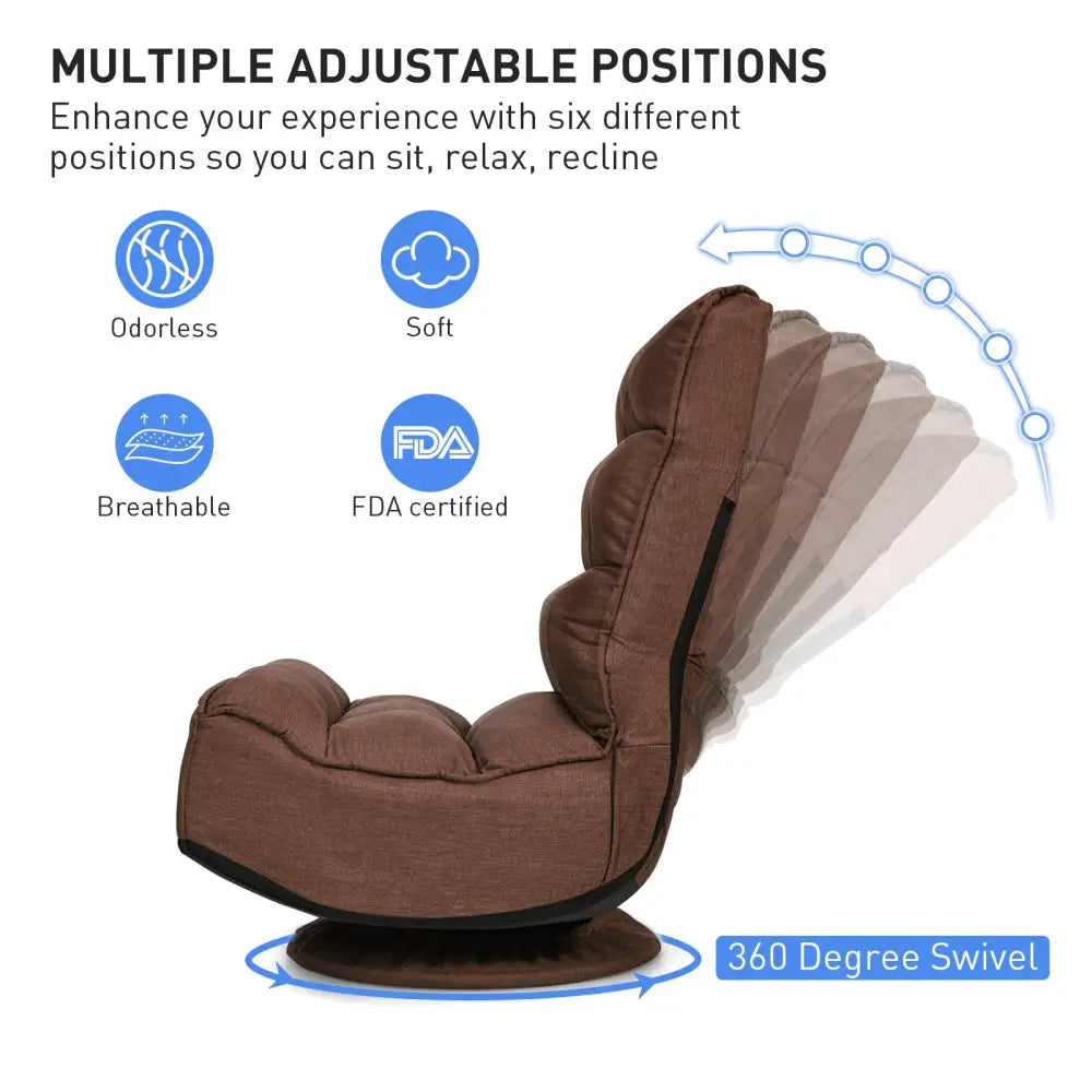 5-Position Folding Floor Gaming Chair-Rustic Brown - Rustic Brown - Floor Chairs