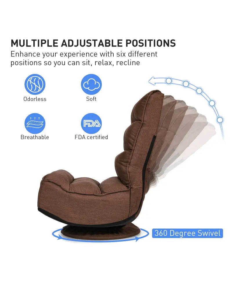 5-Position Folding Floor Gaming Chair-Rustic Brown - Rustic Brown - Floor Chairs