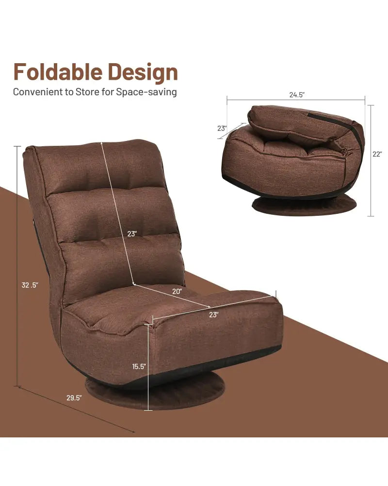 5-Position Folding Floor Gaming Chair-Rustic Brown - Rustic Brown - Floor Chairs