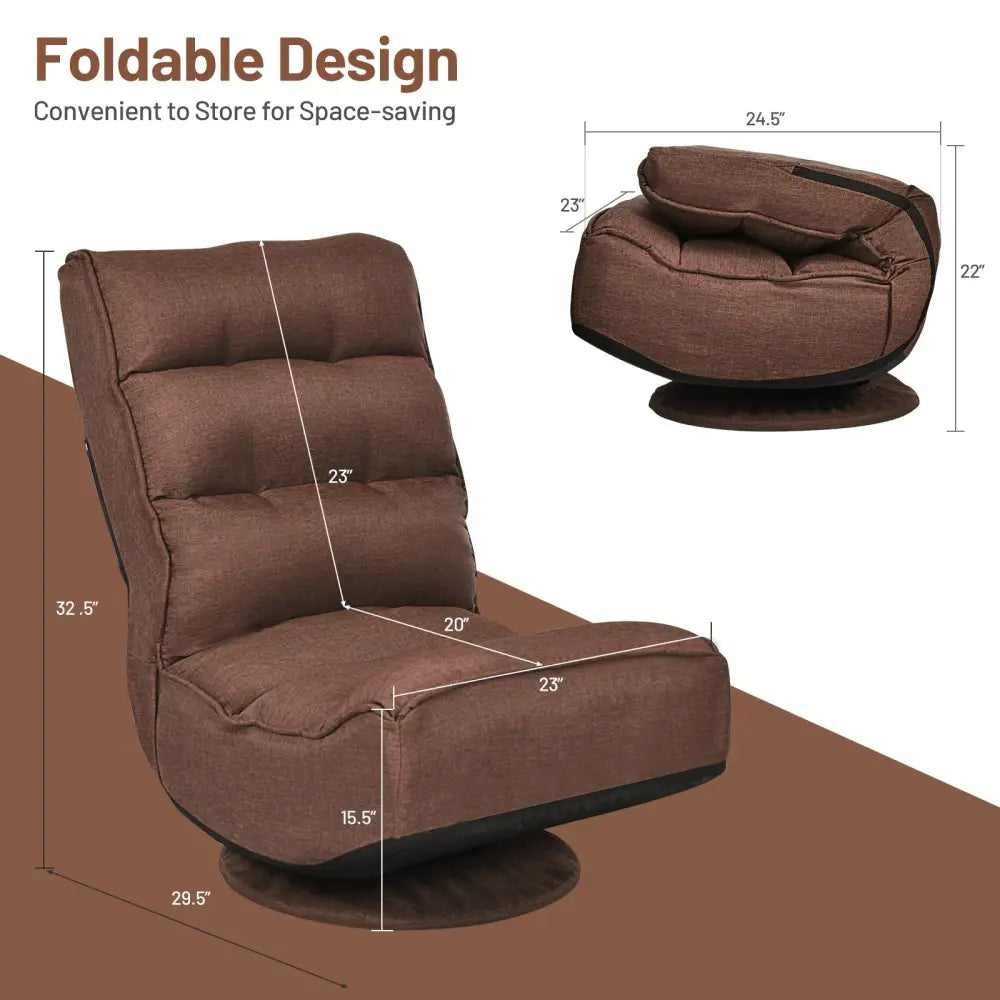 5-Position Folding Floor Gaming Chair-Rustic Brown - Rustic Brown - Floor Chairs