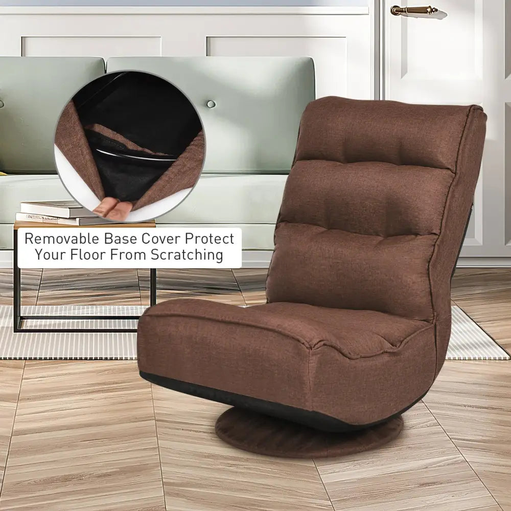 5-Position Folding Floor Gaming Chair-Rustic Brown - Rustic Brown - Floor Chairs