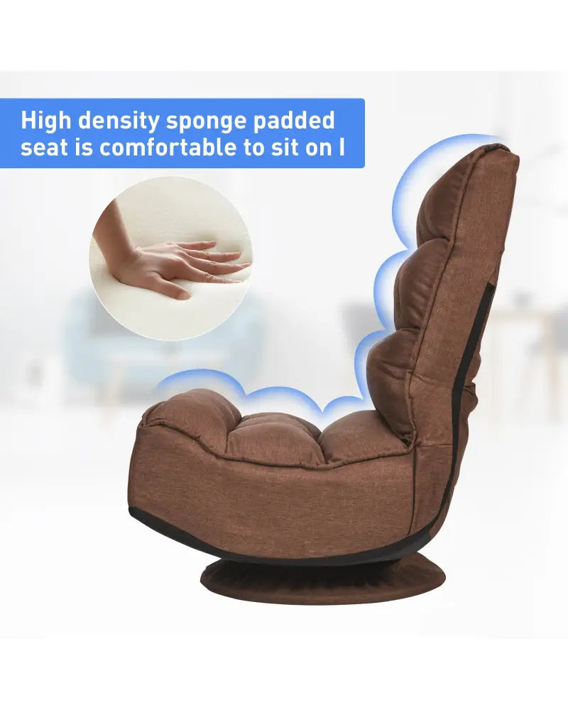 5-Position Folding Floor Gaming Chair-Rustic Brown - Rustic Brown - Floor Chairs
