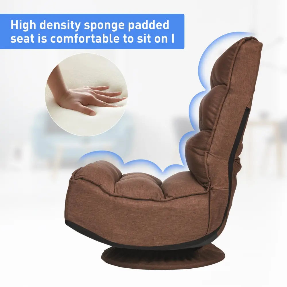 5-Position Folding Floor Gaming Chair-Rustic Brown - Rustic Brown - Floor Chairs