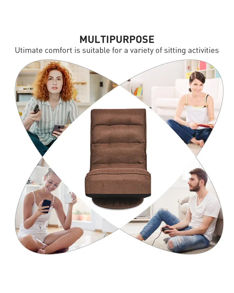 5-Position Folding Floor Gaming Chair-Rustic Brown - Rustic Brown - Floor Chairs