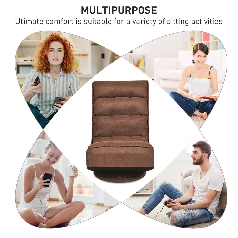 5-Position Folding Floor Gaming Chair-Rustic Brown - Rustic Brown - Floor Chairs
