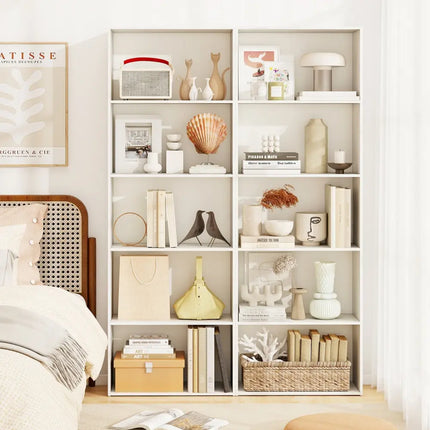 5-Shelf Storage Bookcase Modern Multi-Functional Display Cabinet-White Costway