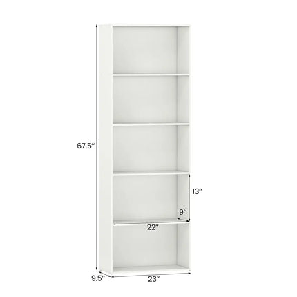 5-Shelf Storage Bookcase Modern Multi-Functional Display Cabinet-White Costway