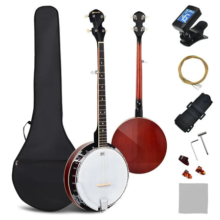 5-String Geared Tunable Banjo with case - Black - Guitar & Strings
