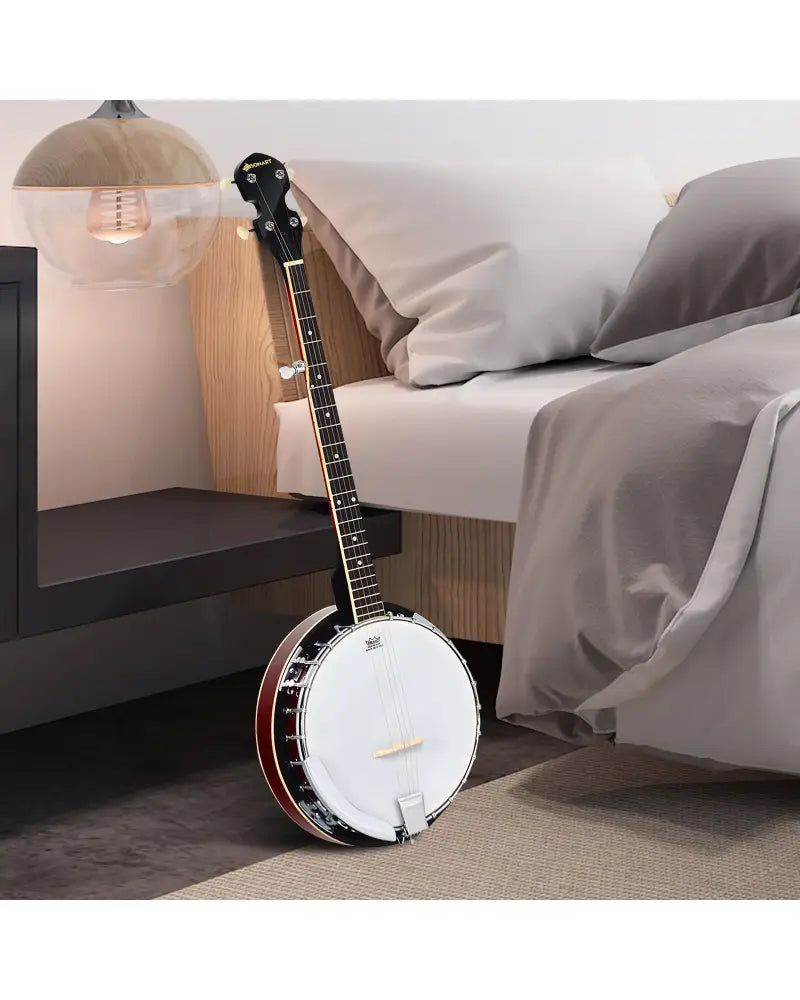 5-String Geared Tunable Banjo with case - Black - Guitar & Strings