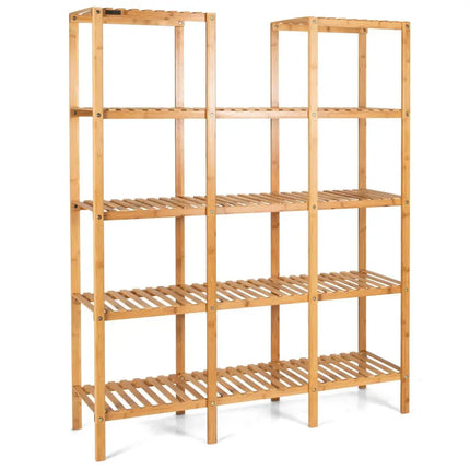 5 Tier 12 Potted Multifunctional Bamboo Shelf Flower Plant Display Stand - Natural - Plant Stands