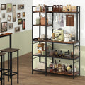 5-Tier Bakers Rack with Power Outlets and 10 S-Shaped Hooks-Rustic Brown - Rustic Brown - Baker’s Racks